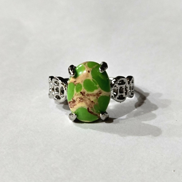 Jewelry - COPPER GREEN TURQUOISE POLISHED STONE NEW SIZE 7  SILVER RING